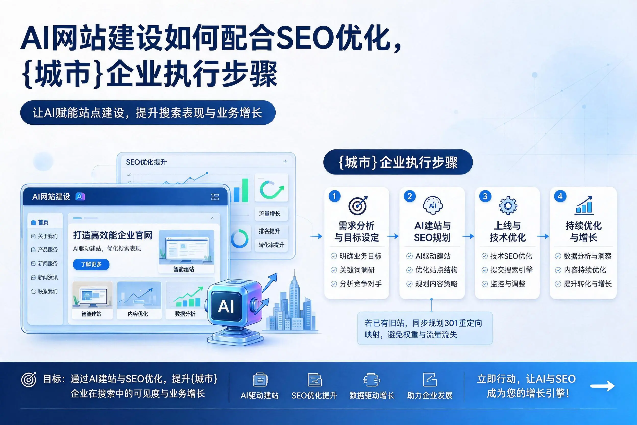 AI网站建设如何配合SEO优化，巴中企业执行步骤