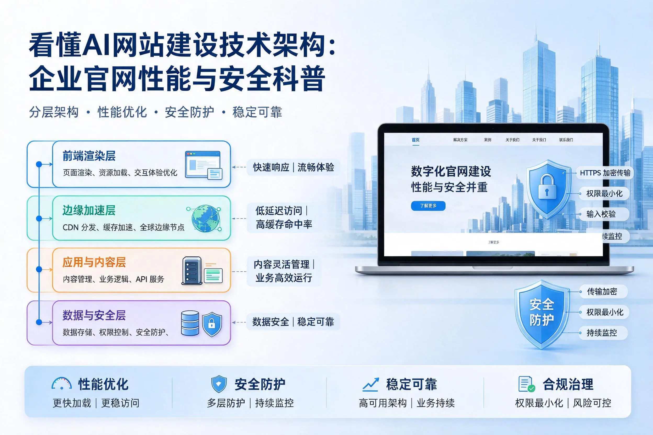 看懂AI网站建设技术架构：巴中企业官网性能与安全科普