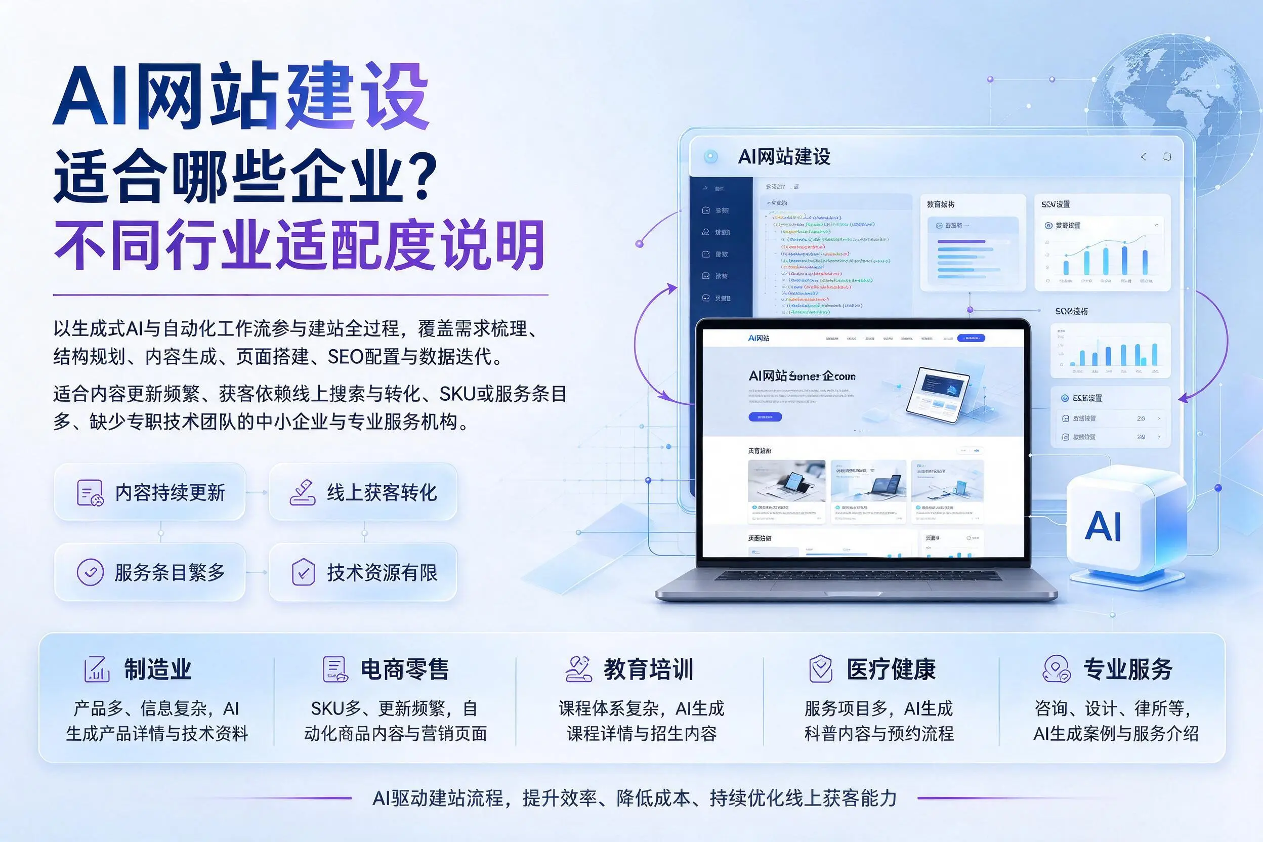 AI网站建设适合哪些企业？巴中不同行业适配度说明